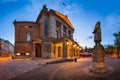 Panorama of National Theater and Henrik Ibsen Statue in the Even Royalty Free Stock Photo