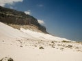 Panorama of natural Diylesha beach white sand. Soqotra island, Yemen Royalty Free Stock Photo