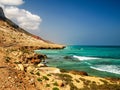 Panorama of natural Rocky Diylesha beach , Soqotra island Yemen Royalty Free Stock Photo