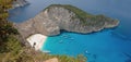 Panorama of Navagio Beach in Zakynthos Island Greece Royalty Free Stock Photo