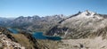 Panorama of Neouvielle mountain with two lakes.