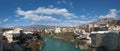 Panorama of Neretva River in Mostar Old Town Royalty Free Stock Photo