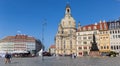 Panorama of the Neumarkt square with church and houses in Dresden Royalty Free Stock Photo