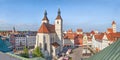 Panorama of Neupfarrplatz square in Regensburg Royalty Free Stock Photo