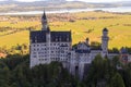 Panorama with Neuschwanstein Castle and lake Forggensee in the background, Germany Royalty Free Stock Photo
