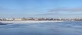 Panorama of the Neva River and the arrows of Vasilievsky Island, Saint Petersburg Royalty Free Stock Photo