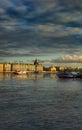 Panorama of the Neva river, the Hermitage and St. Isaac`s Cathed