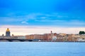 Panorama of Neva river with St. Isaac`s Cathedral Royalty Free Stock Photo