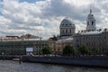 Panorama Neva river, Tuchkov Bridge, Catherine Church, Saint Petersburg, Russia Royalty Free Stock Photo