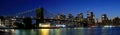 Panorama New York City downtown skyline and Brooklyn bridge at sunset Royalty Free Stock Photo