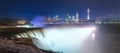 Panorama of Niagara Falls at night from New York