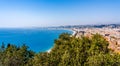 Panorama of Nice, France on the Cote d`Azur French Riviera, Mediterranean Sea seen from Castle Hill Royalty Free Stock Photo