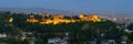 Panorama of night Alhambra in Granada Royalty Free Stock Photo