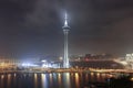 Panorama of night Macao with Macao Tower