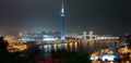 Panorama of Night Macao with Macao Tower and Sai Van Bridge