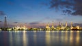 Panorama night oil refinery river front Royalty Free Stock Photo