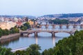 Panorama of the night Prague from the Letna park, Czech Republic. Royalty Free Stock Photo