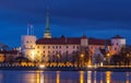Panorama of the night Riga, Latvia Royalty Free Stock Photo