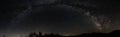 Panorama of night sky above lake Madh in National Park Lure, Albania Royalty Free Stock Photo