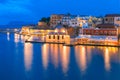 Panorama night Venetian quay, Chania, Crete Royalty Free Stock Photo