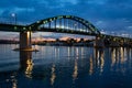 Panorama Night View Of A Bridge Over River Sava A Right Tributary Of The Danube In Belgrade Capital City Of Serbia Royalty Free Stock Photo