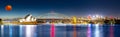 Sydney Harbour bridge at night and CBD buildings on the foreshore in NSW Australia Royalty Free Stock Photo