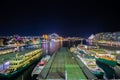 Panorama night view of Sydney Harbour and City Skyline of circular quay the bridge nsw Australia Royalty Free Stock Photo