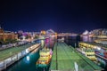 Panorama night view of Sydney Harbour and City Skyline of circular quay the bridge nsw Australia Royalty Free Stock Photo