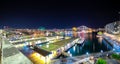 Sydney Harbour Bridge Panorama night view of the City Skyline of circular quay the bridge NSW Australia Royalty Free Stock Photo