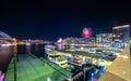 Sydney Panorama night view of Sydney Harbour and City Skyline of circular quay the bridge nsw Australia Royalty Free Stock Photo