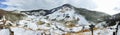 Panorama noboribetsu onsen natural park snow mountains winter Royalty Free Stock Photo