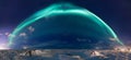 Panorama of northern lights Royalty Free Stock Photo