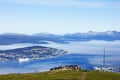 Panorama of Norwegian city Tromso from mountain