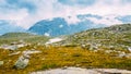 Panorama of the Norwegian mountains landscape. Nature of Norway.