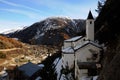Panorama of Notre dame church in Courmayeur, Italy Royalty Free Stock Photo