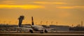 Panorama Nuremberg Airport in the sunset Royalty Free Stock Photo