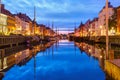 Panorama of Nyhavn in Copenhagen, Denmark.