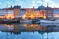 Panorama of Nyhavn in Copenhagen, Denmark.