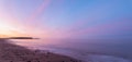 Panorama of ocean beach at the crack of dawn Royalty Free Stock Photo