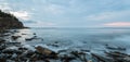 Panorama of ocean shore in the morning Royalty Free Stock Photo