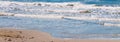 Panorama Ocean Waves and Sandy Beach Royalty Free Stock Photo