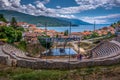 Panorama of Ohrid city and Old Amphitheatre.