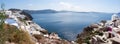 Panorama of Oia town and volcano caldera, Santorini, Greece Royalty Free Stock Photo