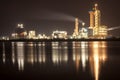 Panorama of Oil refinery with reflection, petrochemical plant