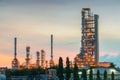 Panorama of Oil refinery and storage tanks at twilight Royalty Free Stock Photo