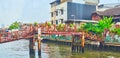 Panorama of the old bridge across the Khlong Maha Nak, Bangkok, Thailand