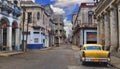 Panorama with old car in Havana street Royalty Free Stock Photo