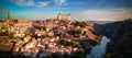 Panorama of the old city of Toledo, Tagus river, Spain