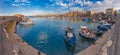 Panorama of Old harbour, Heraklion, Crete, Greece Royalty Free Stock Photo