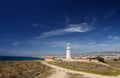 Panorama of old lighthouse near the city of New Paphos ,Cyprus Royalty Free Stock Photo